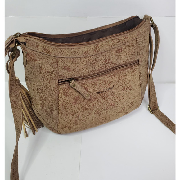 Wallflower Handbags - Wallflower medium brown faux leather (vinyl) crossbody bag purse
